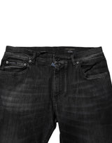 Dolce & Gabbana Dark Gray Washed Cotton Skinny Men Denim Jeans