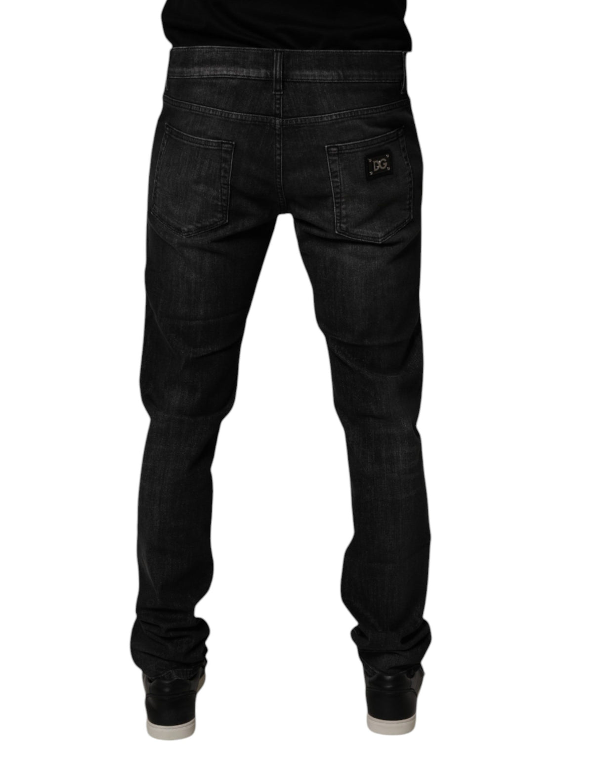 Dolce & Gabbana Dark Gray Washed Cotton Skinny Men Denim Jeans