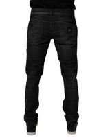 Dolce & Gabbana Dark Gray Washed Cotton Skinny Men Denim Jeans