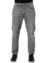 Dolce & Gabbana Grey Distressed Straight Leg Men Denim Jeans