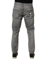 Dolce & Gabbana Grey Distressed Straight Leg Men Denim Jeans
