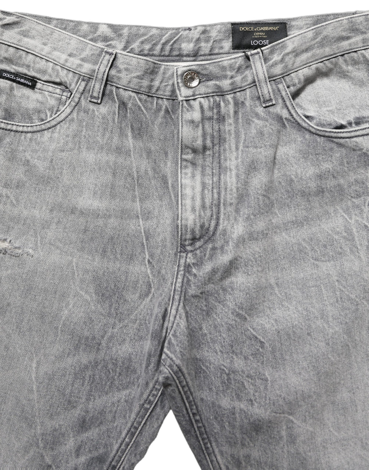Dolce & Gabbana Grey Distressed Straight Leg Men Denim Jeans