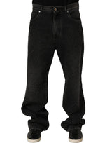 Dolce & Gabbana Dark Gray Cotton WideLeg Oversize Denim Jeans