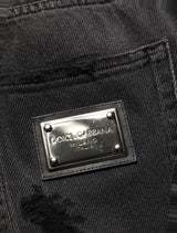 Dolce & Gabbana Dark Gray Distressed Oversize Men Denim Jeans