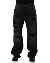 Dolce & Gabbana Dark Gray Distressed Oversize Men Denim Jeans