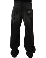 Dolce & Gabbana Dark Gray Distressed Oversize Men Denim Jeans