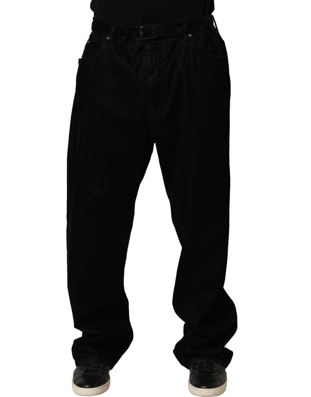 Dolce & Gabbana Black Cotton Relaxed Wide Leg Men Denim Jeans