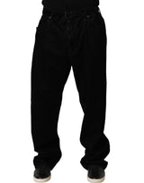 Dolce & Gabbana Black Cotton Relaxed Wide Leg Men Denim Jeans