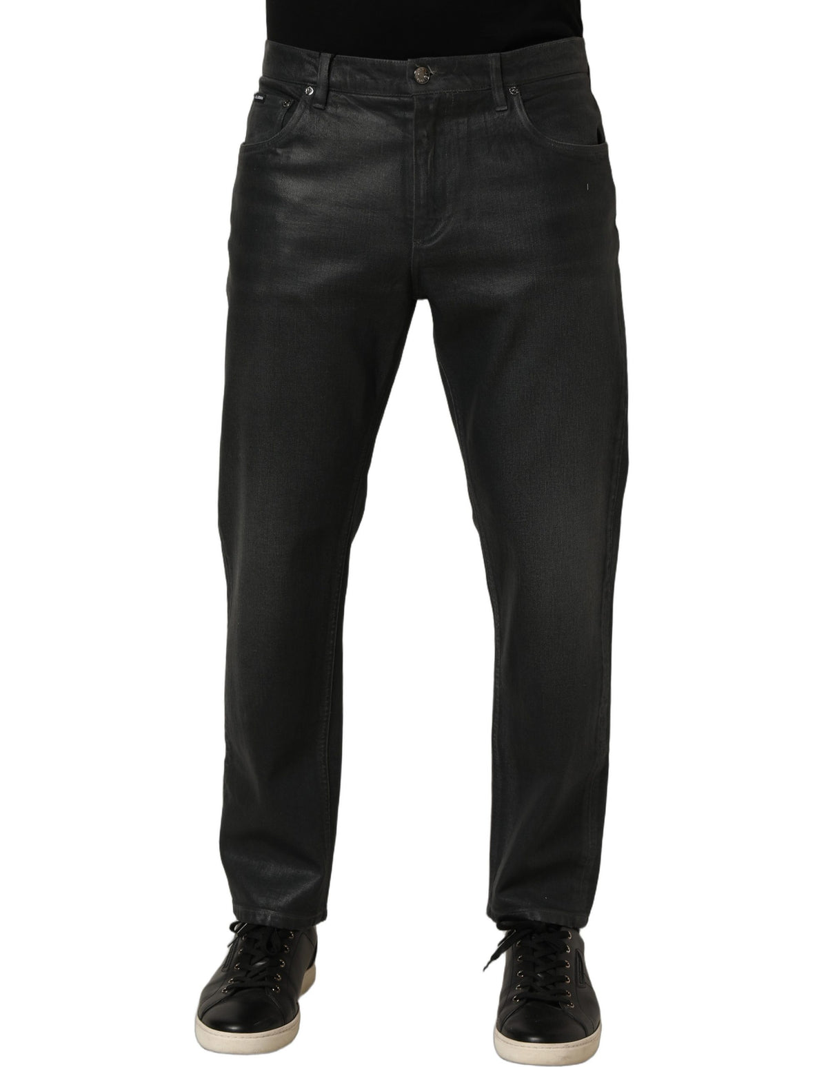 Dolce & Gabbana Dark Gray Cotton Loose Fit Men Denim Jeans