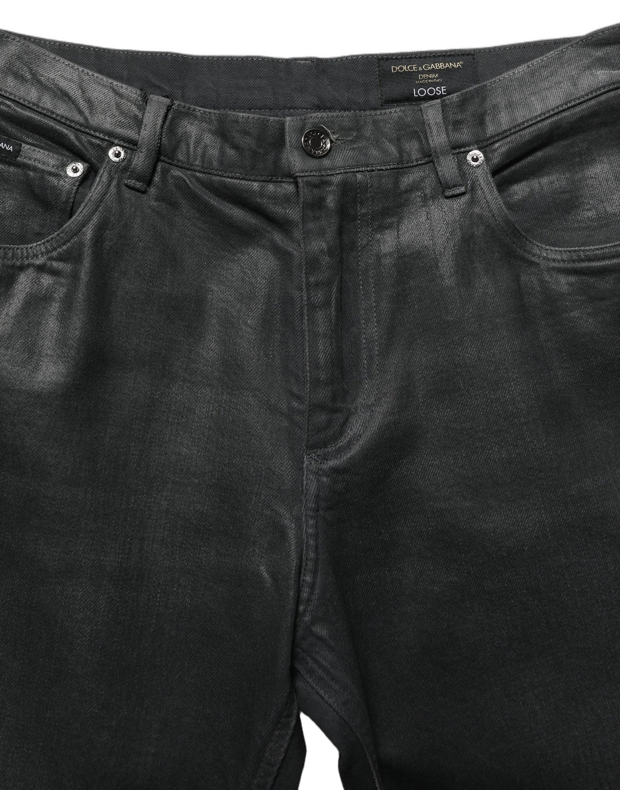 Dolce & Gabbana Dark Gray Cotton Loose Fit Men Denim Jeans