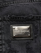 Dolce & Gabbana Dark Gray Cotton Ripped Men Denim Jeans