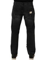Dolce & Gabbana Dark Gray Cotton Ripped Men Denim Jeans