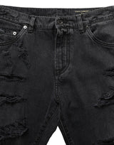 Dolce & Gabbana Dark Gray Cotton Ripped Men Denim Jeans