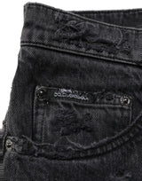 Dolce & Gabbana Dark Gray Cotton Ripped Men Denim Jeans
