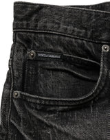 Dolce & Gabbana Dark Gray Cotton Baggy Cargo Men Denim Jeans
