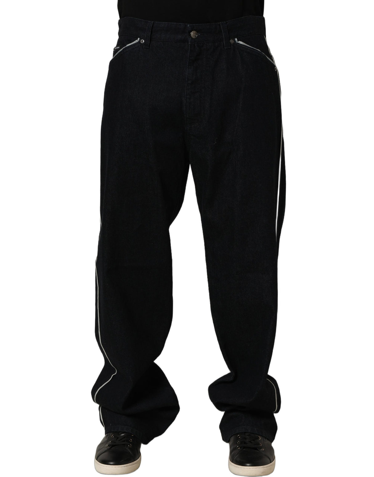 Dolce & Gabbana Black Cotton Stretch Straight Men Denim Jeans