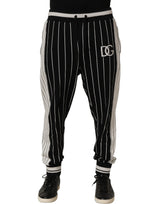 Dolce & Gabbana Black Striped DG Patch Men Sweatpants Pants