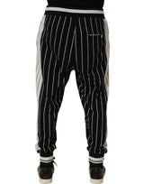 Dolce & Gabbana Black Striped DG Patch Men Sweatpants Pants