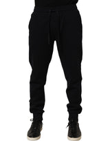 Dolce & Gabbana Blue Cotton Drawstring Jogger Trouser Pants