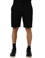 Dolce & Gabbana Black Cotton Mid Waist Men Bermuda Shorts