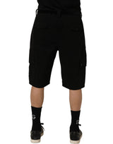 Dolce & Gabbana Black Cotton Mid Waist Men Cargo Shorts