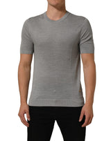 Dolce & Gabbana Gray Silk Crew Neck Short Sleeves T-shirt