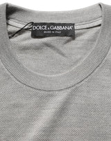Dolce & Gabbana Gray Silk Crew Neck Short Sleeves T-shirt