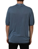 Dolce & Gabbana Blue Cotton Collared Short Sleeves T-shirt