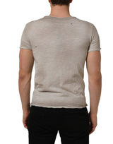 Dolce & Gabbana Light Gray Graphic Print Distressed T-shirt