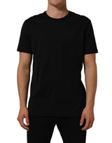 Dolce & Gabbana Black Cotton Crew Neck Short Sleeve T-shirt