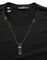 Dolce & Gabbana Black Dog Tag Short Sleeve CrewNeck T-shirt