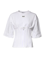 Dolce & Gabbana White Cotton Blend Corset Style Blouse Top