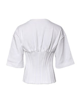 Dolce & Gabbana White Cotton Blend Corset Style Blouse Top
