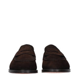 Santoni Brown Leather Slip-On Loafers