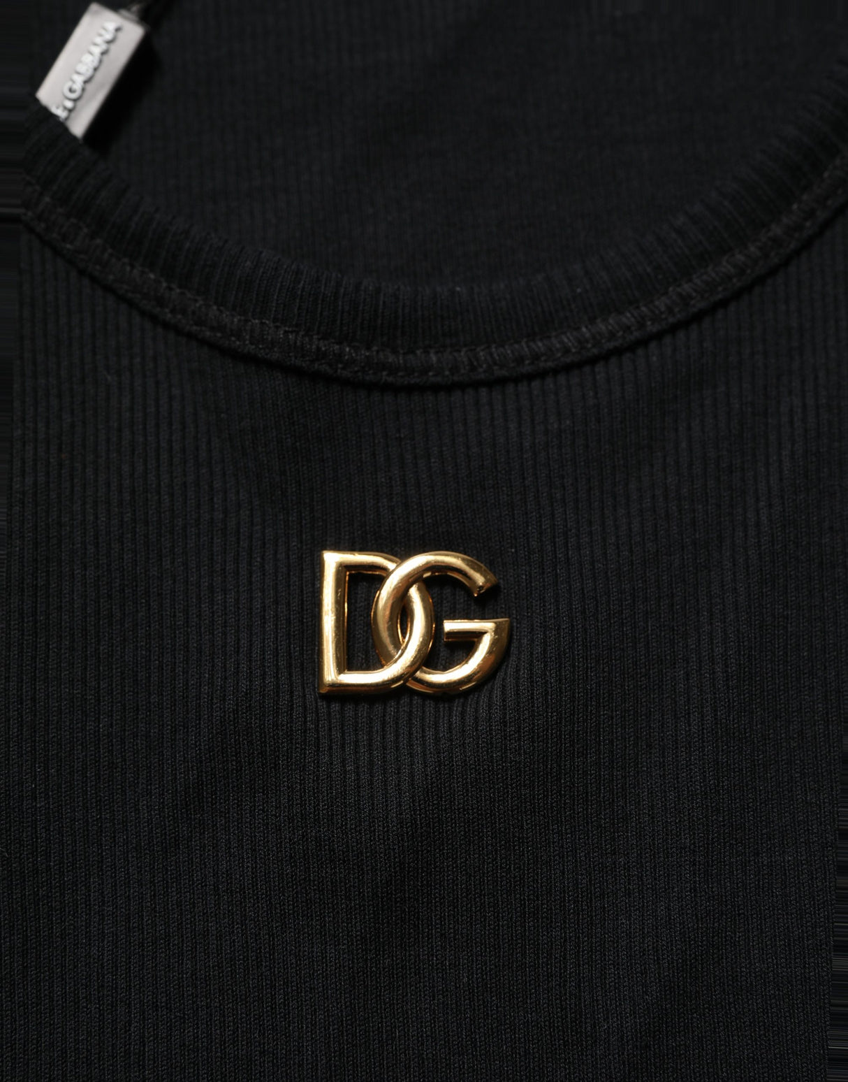 Dolce & Gabbana Black DG Logo Cotton Ribbed Tank Top T-shirt