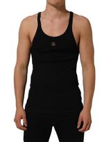 Dolce & Gabbana Black DG Logo Cotton Ribbed Tank Top T-shirt