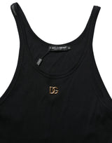 Dolce & Gabbana Black DG Logo Cotton Ribbed Tank Top T-shirt