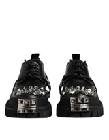 Dolce & Gabbana Black Studded Leather Hi-Trekking Derby Men Shoes