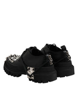 Dolce & Gabbana Black Studded Leather Hi-Trekking Derby Men Shoes