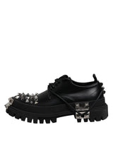 Dolce & Gabbana Black Studded Leather Hi-Trekking Derby Men Shoes
