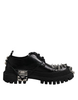 Dolce & Gabbana Black Studded Leather Hi-Trekking Derby Men Shoes