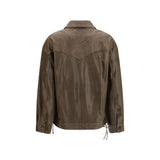 Golden Goose Brown Calf Leather Bos Taurus Leather Jacket