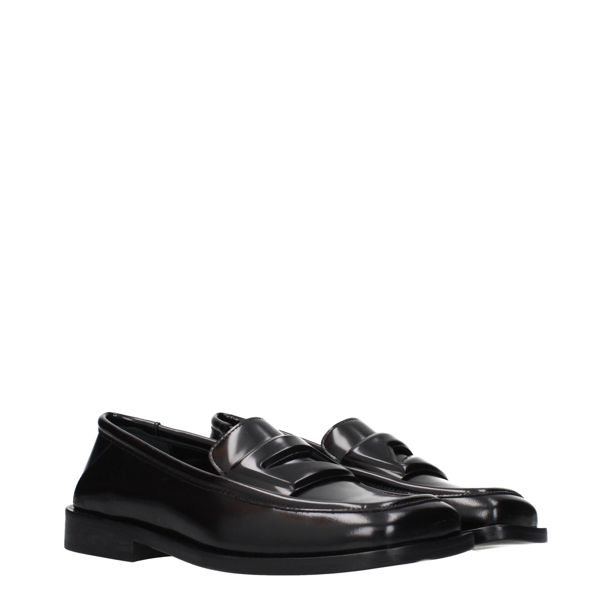 The Attico Black Leather Slip-On Loafers