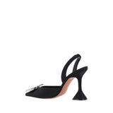 Amina Muaddi Black Satin High Heel Pumps