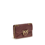 PINKO Bordeaux Calf Leather Bos Taurus Shoulder Bag