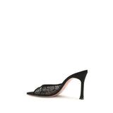 Amina Muaddi Black Fabric Pumps