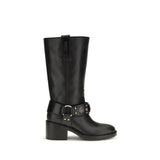 Chloé Black Calf Leather Bos Taurus Flat Boots