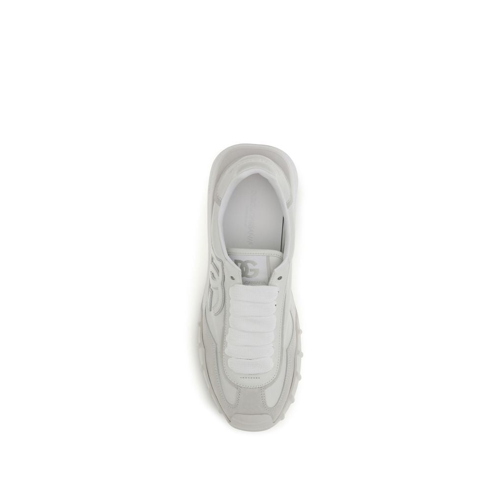 Dolce & Gabbana White Calf Leather Bos Taurus Athletic Sneakers