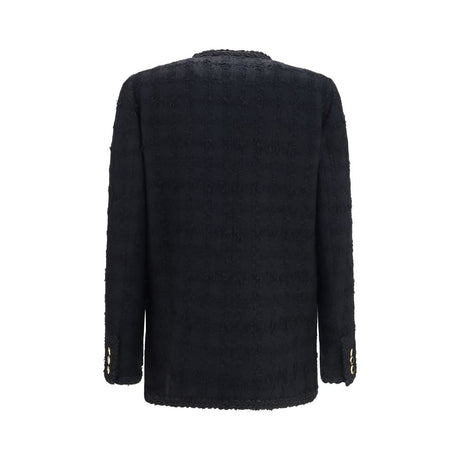 Alessandra Rich Black Cotton Full-Length Jacket