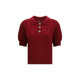 Alessandra Rich Bordeaux Wool Oves Aries Shortsleeve Shirt